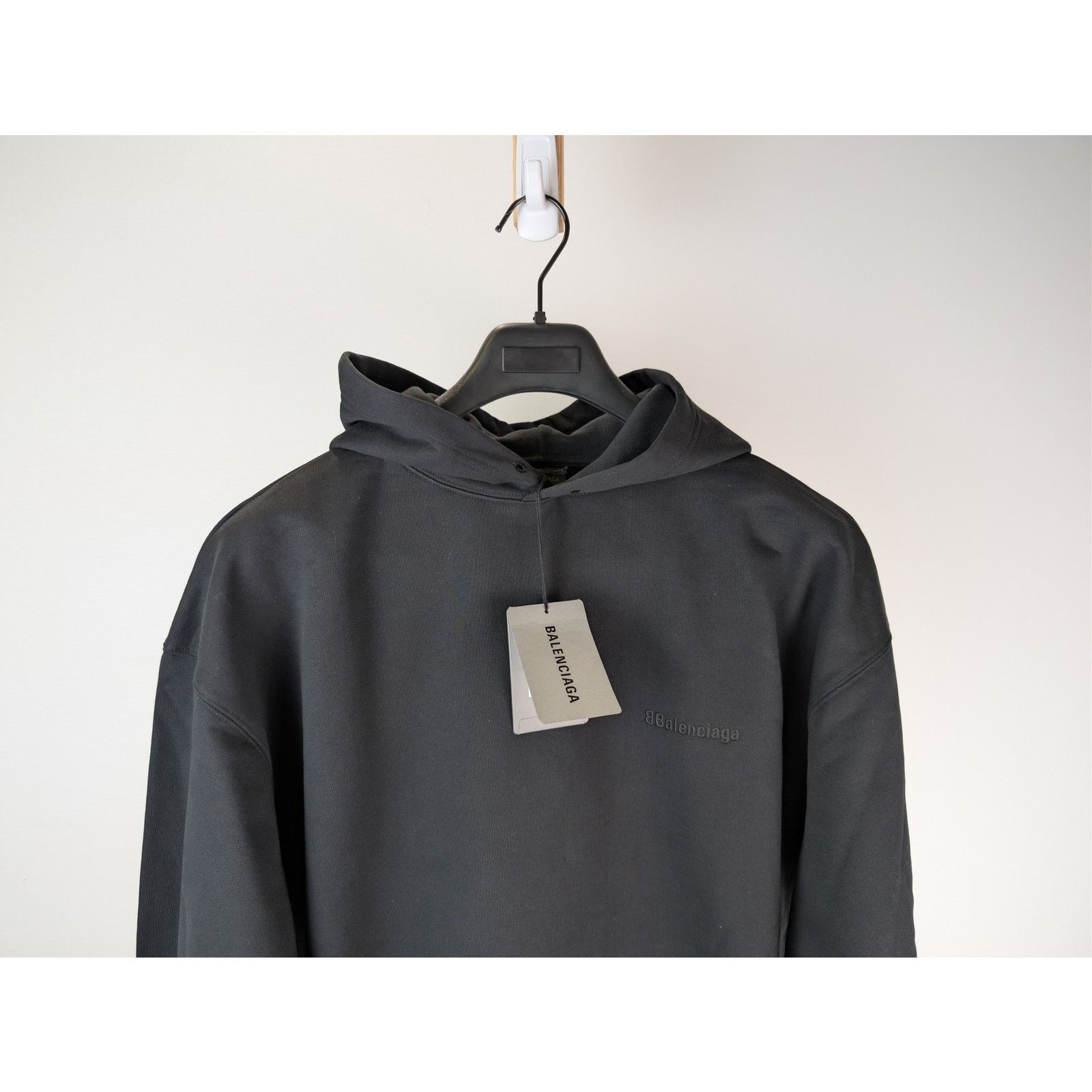 Balenciaga o1rshd1 BB Corp Molleton Bouclette Medium Fit Hoodie Black Size US L / EU 52-54 / 3 - 3 Thumbnail