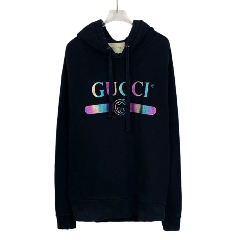 Gucci Gucci Black logo letter printed hooded drawstring sweatshir Size US S / EU 44-46 / 1 - 1 Thumbnail