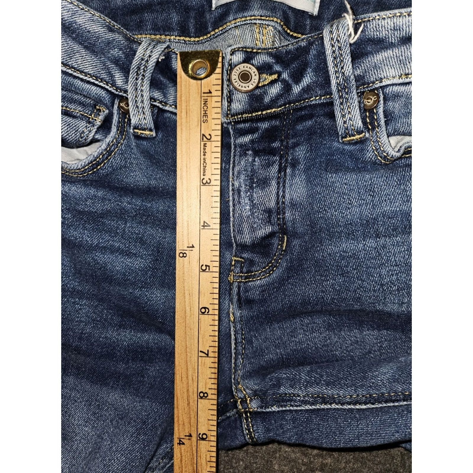 Vintage Kancan Jeans Toothpick Skinny Juniors 24 Low Rise Blue Button Fly Stretch Denim City Preppy Size 42" / US 20 - 5 Thumbnail