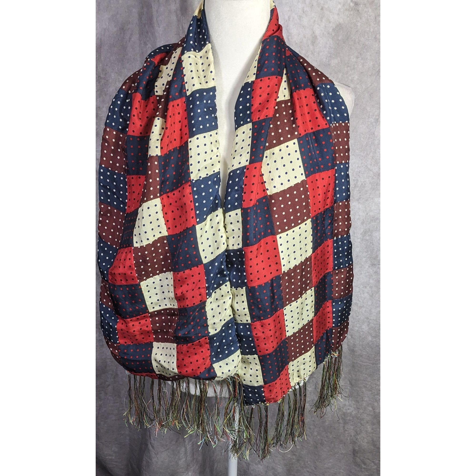 J. Press J.Press Silk Patchwork Scarf Made In USA Multicolor Polka Do Size ONE SIZE - 8 Thumbnail
