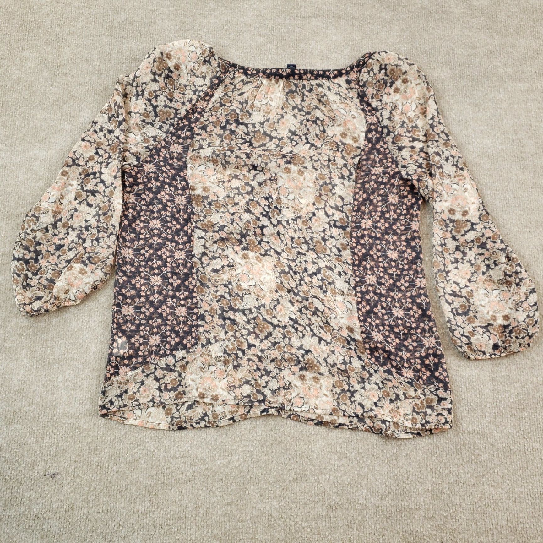 American Eagle Outfitters American Eagle Womens Small Blue Floral Blouse Top Loose V-Neck Bohemian Style Polyester Size S / US 4 / IT 40 - 7 Thumbnail