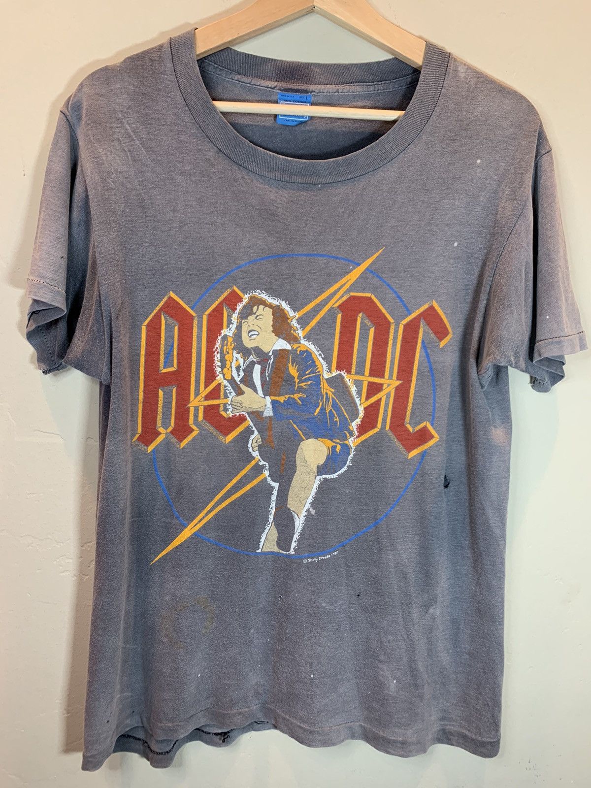 AC/DC × Vintage *RARE* Vintage 1980 AC/DC Back In Black Europe Tour T-Shirt Size US L / EU 52-54 / 3 - 1 Thumbnail