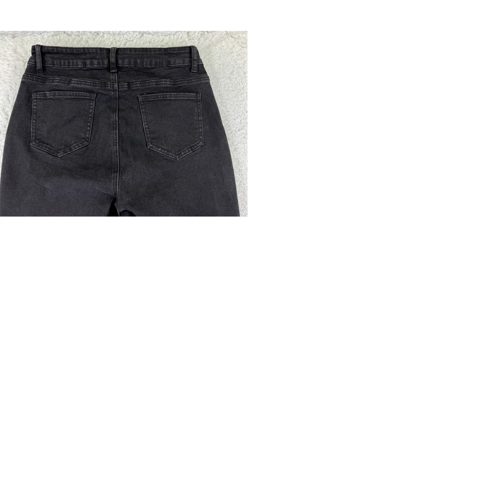 Shein Shein Jeans Womens 8 Black Denim Wide Flare Raw Hem Cotton Blend 26x31 Size 30" / US 8 / IT 44 - 10 Thumbnail