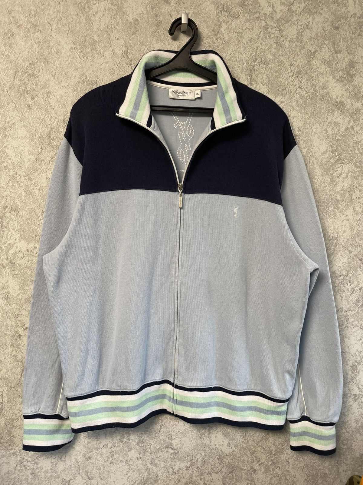 Yves Saint Laurent Vintage Yves Saint Laurent YSL Sweater Full Zip Blue Jumper Size US XXL / EU 58 / 5 - 1 Thumbnail