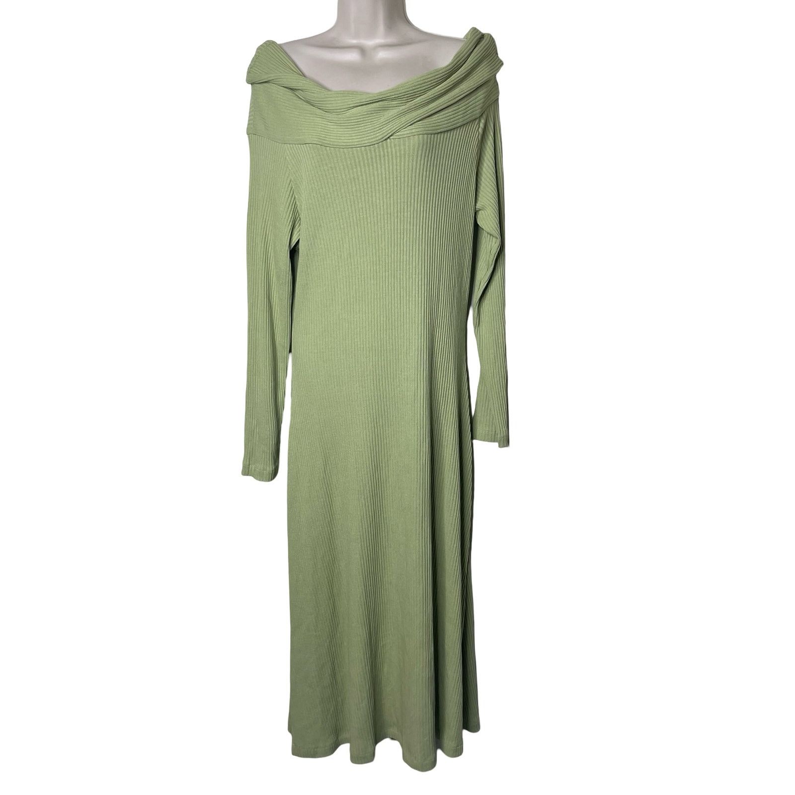 Mara Hoffman NWOT MARA HOFFMAN Light Green Stretchy Ribbed Emery Dress L Size L / US 10 / IT 46 - 2 Thumbnail