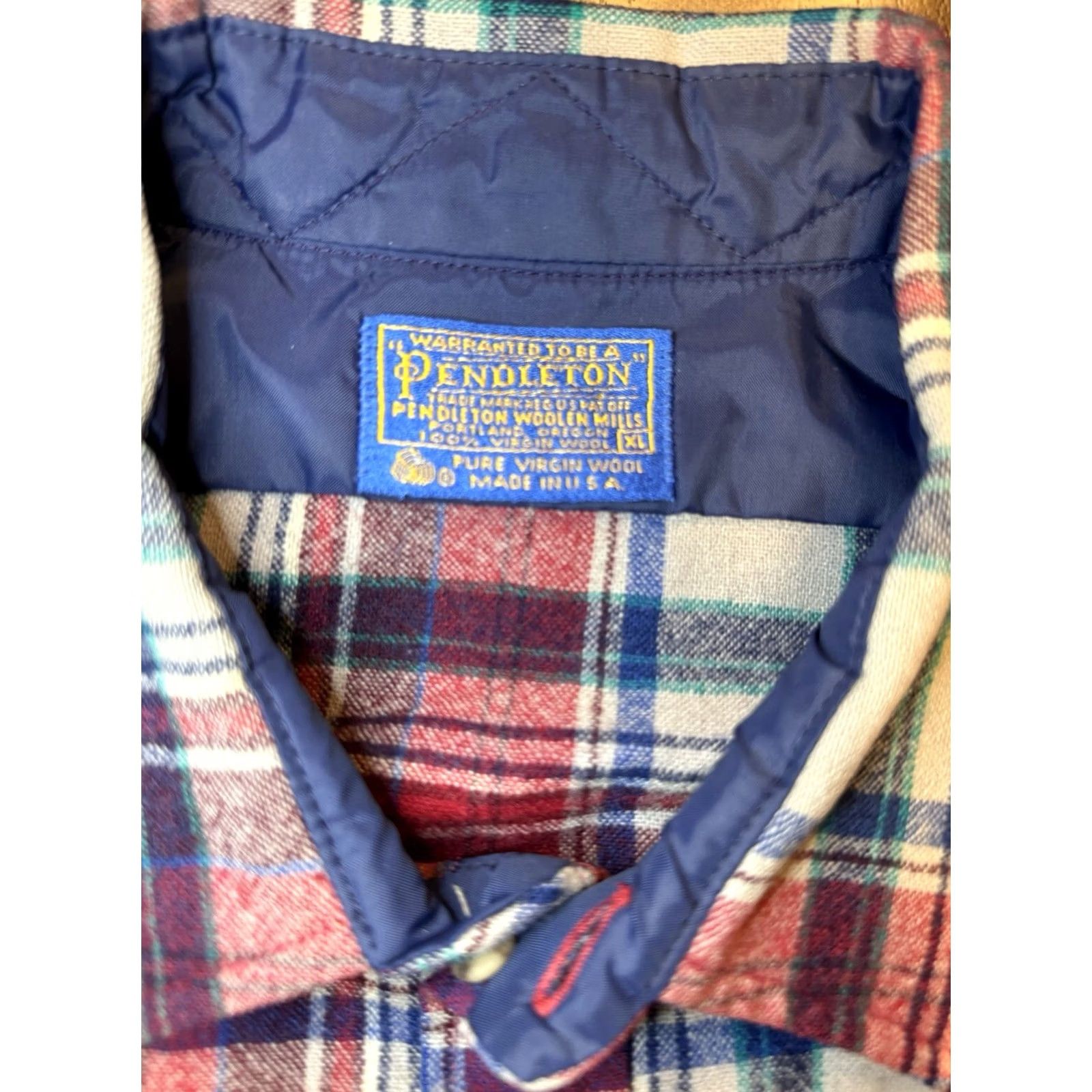 Pendleton VINTAGE Pendleton Shirt Mens Plaid Wool Flannel Leather Elbow Patch USA Size XL Size US XL / EU 56 / 4 - 5 Thumbnail