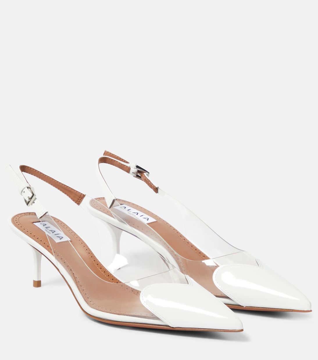 Alaia Cœur heart leather-trimmed PVC pumps in white Size US 7 / IT 37 - 1 Thumbnail