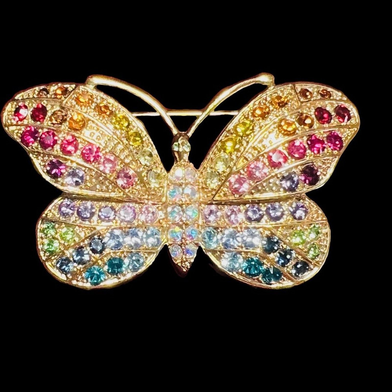 Vintage Kirks Folly - Multicolor Rhinestone Butterfly Brooch