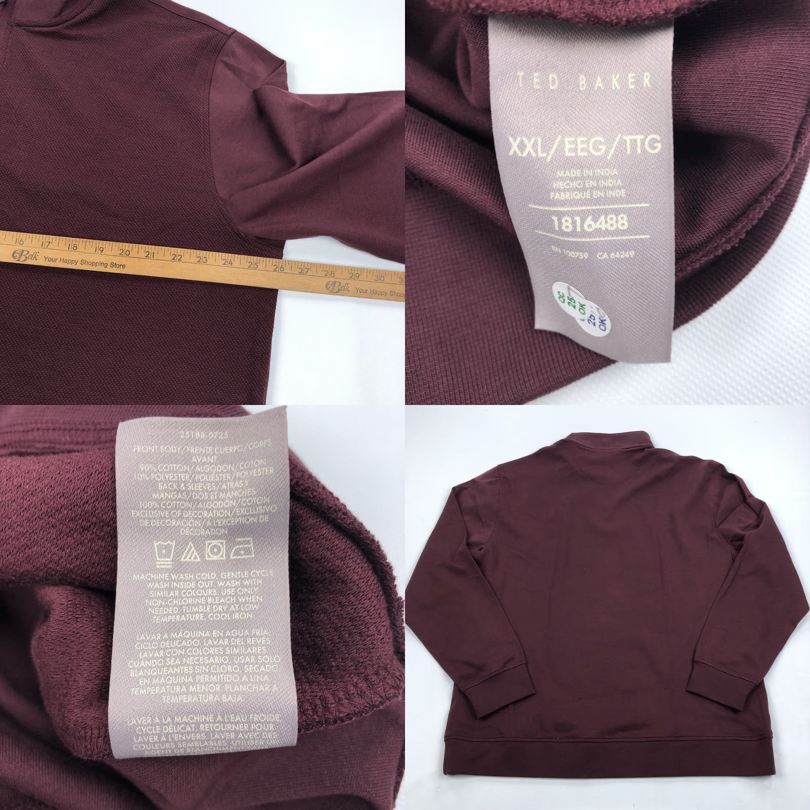 Ted Baker Ted Baker Men's XXL Red Quarter Zip Pullover Sweater Textured Knit 2XL NEW Size US XXL / EU 58 / 5 - 8 Thumbnail