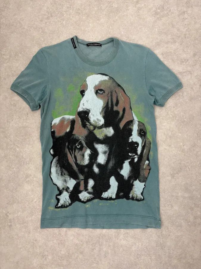 Dolce & Gabbana 2000s Dolce & Gabbana 3 Dogs Khaki T-Shirt Size US XS / EU 42 / 0 - 1 Thumbnail