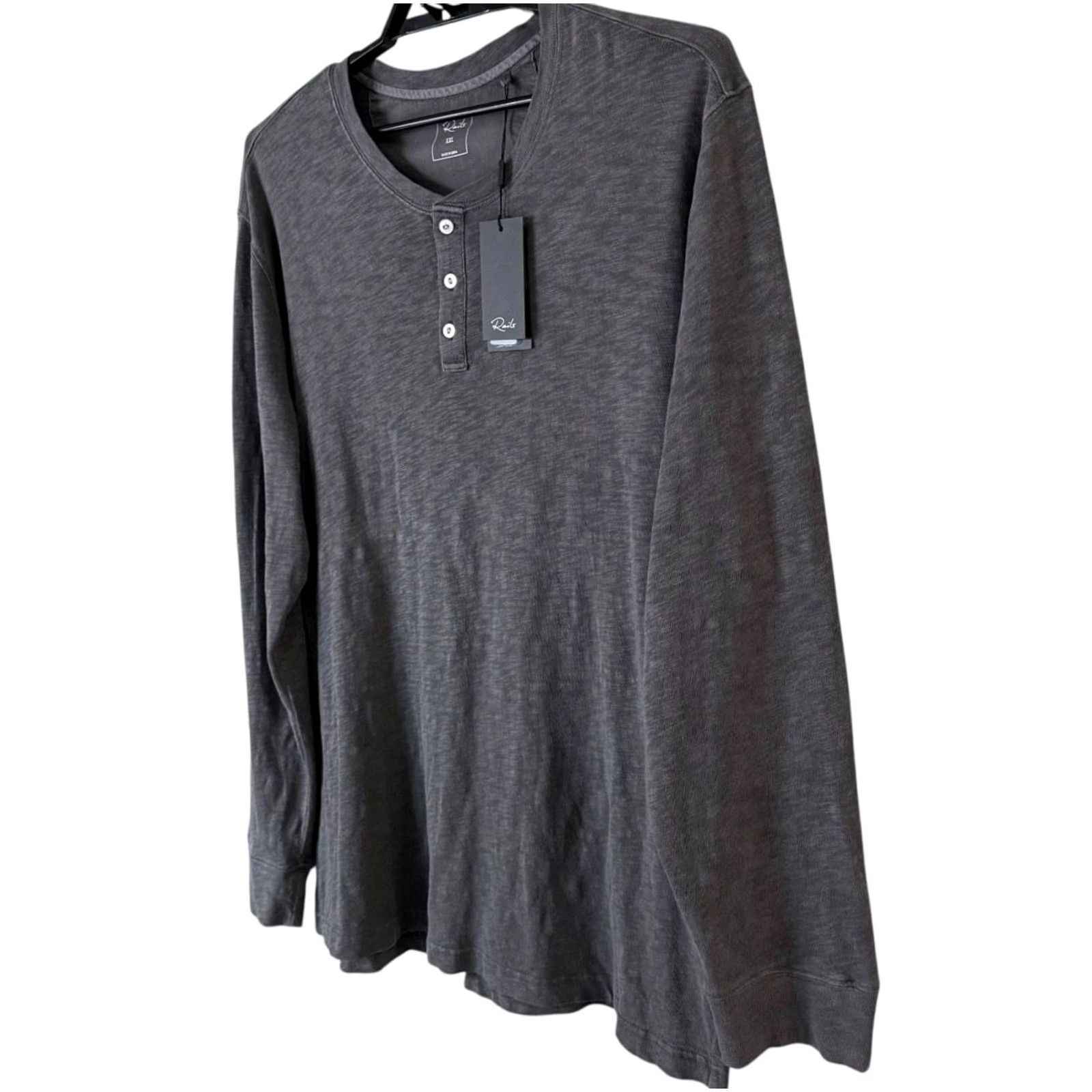 Rails VINTAGE Rails Skhi Long-Sleeve Henley Shirt Washed Black XXL 100% Cotton NEW Size US XXL / EU 58 / 5 - 3 Thumbnail
