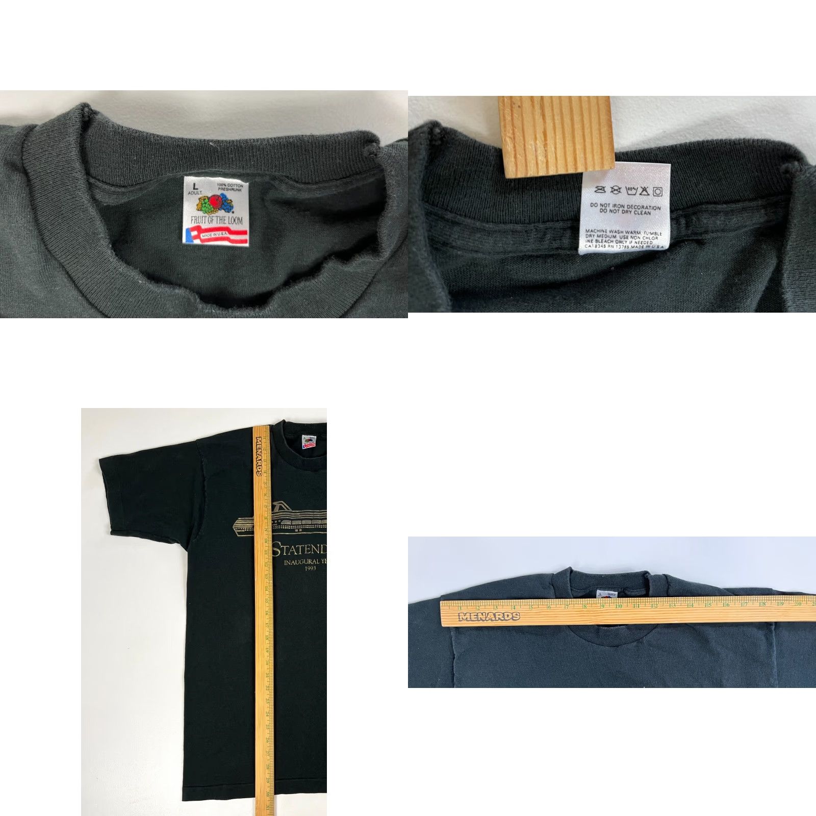 Fruit Of The Loom VINTAGE Statendam Inaugural Year 1993 Unisex Adult T-Shirt Crew Neck Short Sleeve 100% Pre-Shrunk Cotton Made in USA Fruit of the Loom Black L Size US L / EU 52-54 / 3 - 8 Thumbnail