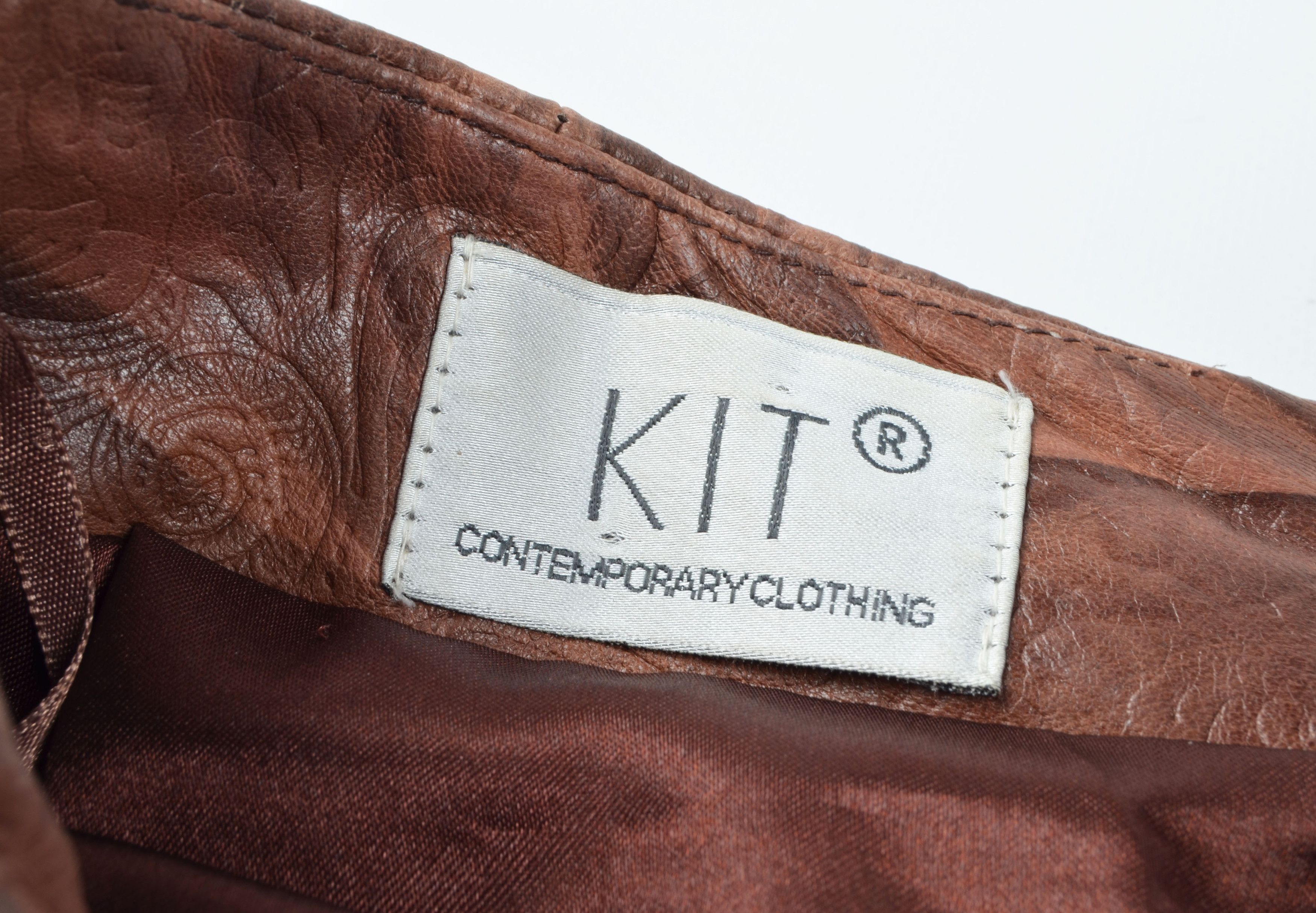Vintage Vintage KIT Genuine Leather Patchwork Grunge Boho Skirt Size 26" / US 2 / IT 38 - 4 Thumbnail