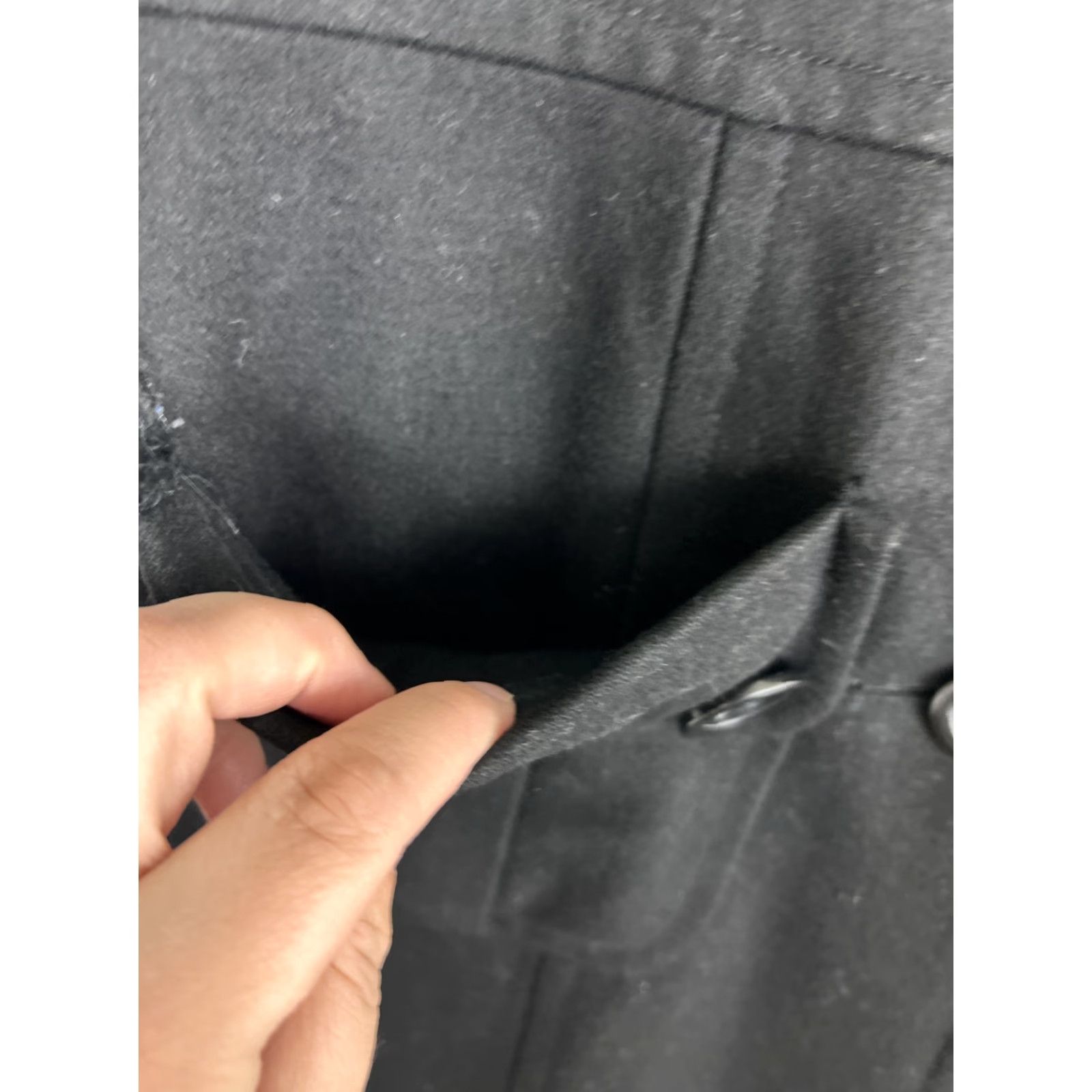 Anthropologie anthropologie Pea Coat Womens Small Black Wool Blend Coat with Lined Pockets Button Up Tulle detailing Size S / US 4 / IT 40 - 6 Thumbnail