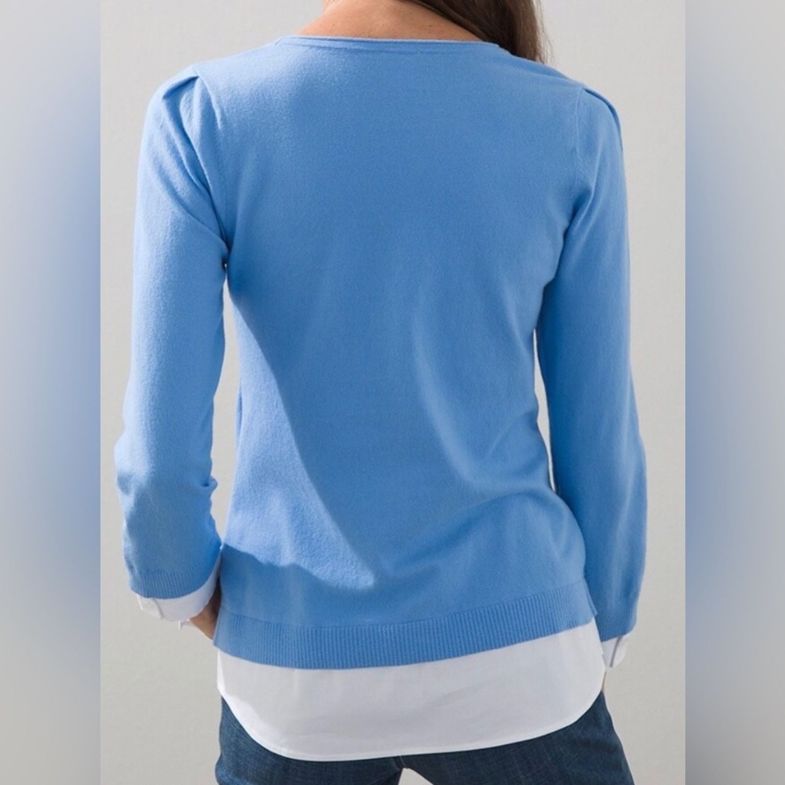 Chicos Chico's Woven Shirt Detail Knit Sweater Sz 0 (S) Size S / US 4 / IT 40 - 9 Thumbnail