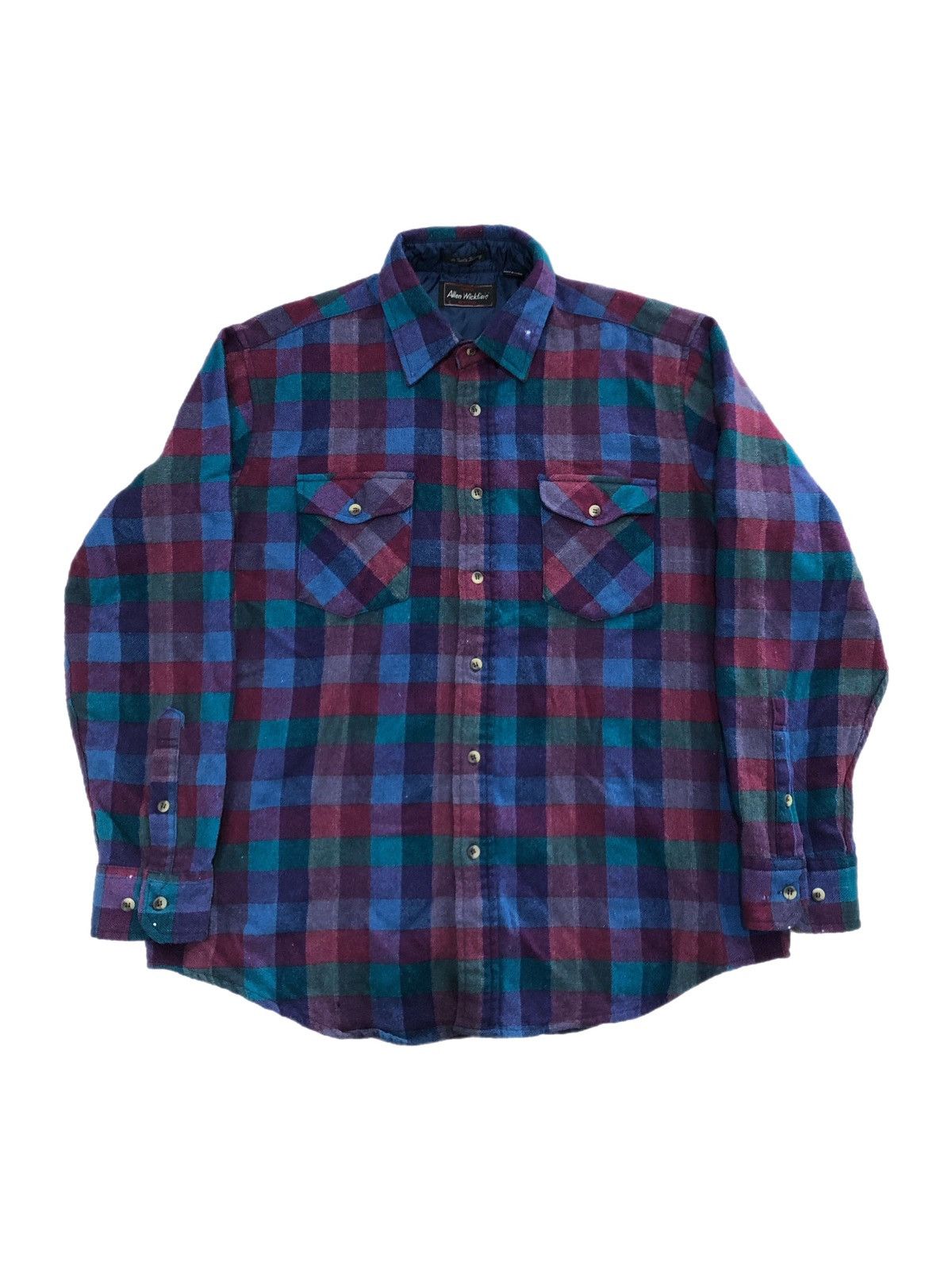 Vintage Vintage Allen Wickfield Shirt Plaid Wool Flannel 80s Size US L / EU 52-54 / 3 - 1 Thumbnail