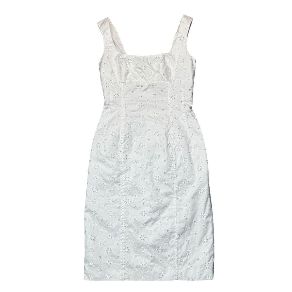 Other Flavio Castellani White Eyelet Cotton Dress Made In Italy S Size M / US 6-8 / IT 42-44 - 3 Thumbnail
