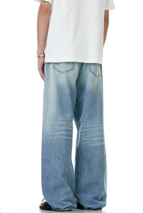 Vintage Washed men's retro cleanfit slim casual blue jeans Size US 32 / EU 48 - 4 Thumbnail