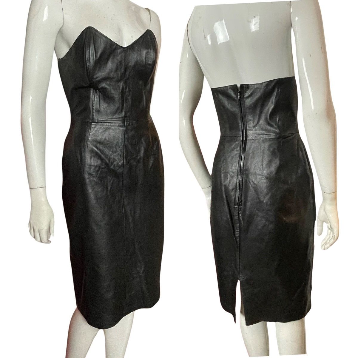 image of Gavin Brown London 1980S Black Leather Bustier Dress Vintage, Women's (Size Small)