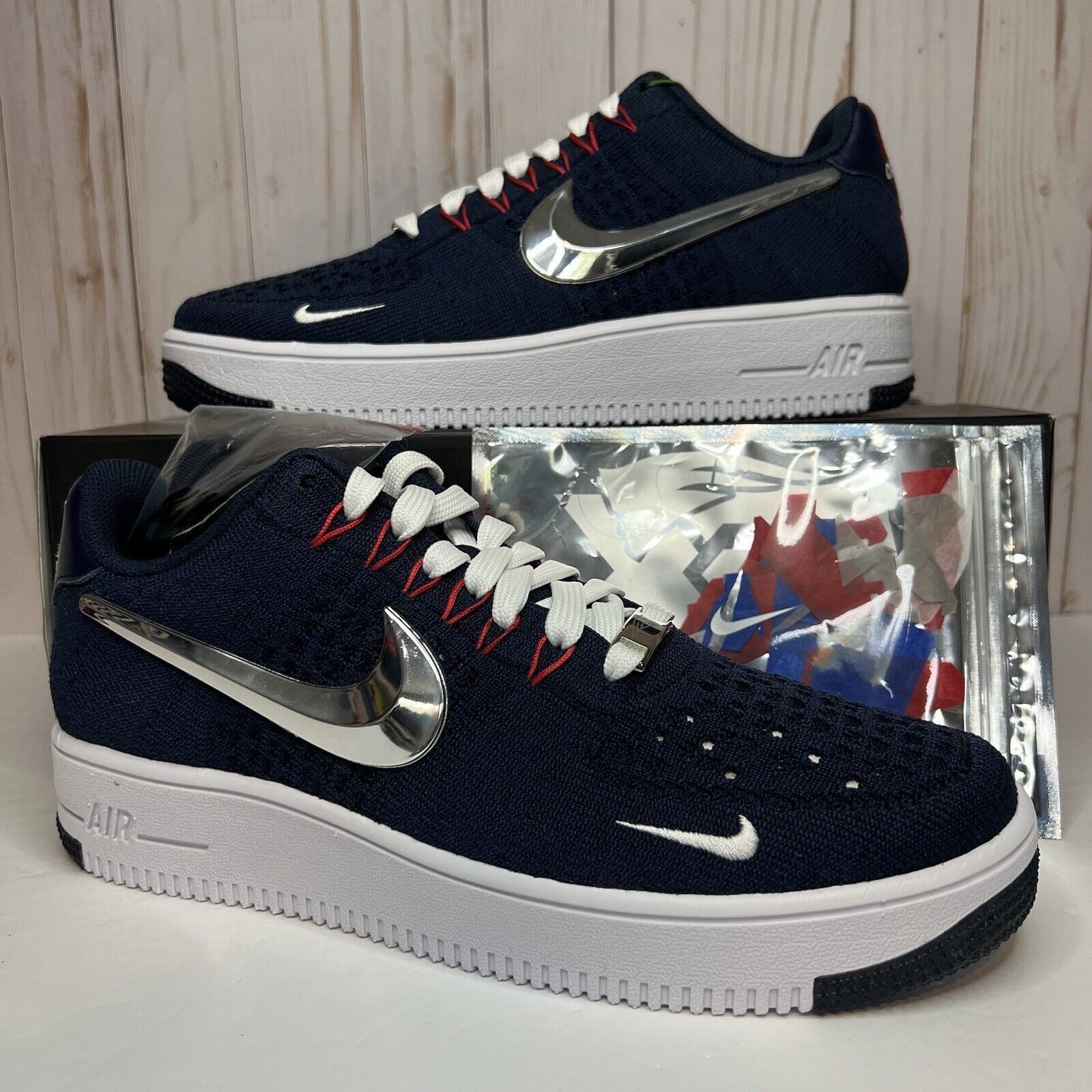 image of Nike Air Force 1 Ultra Flyknit Low Ne Qs Cu9335-400 Size 9 Shoes in Blue, Men's