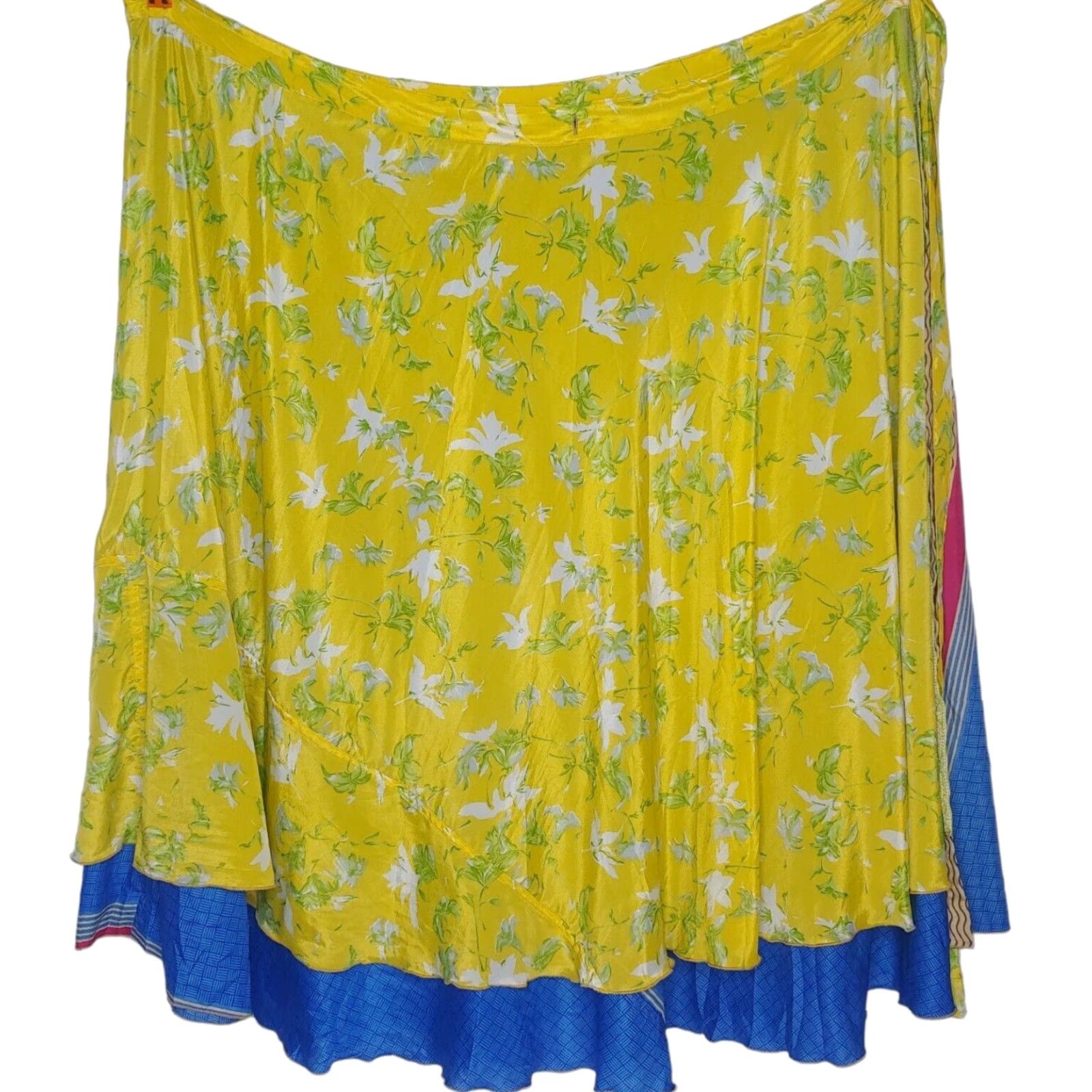 Vintage VINTAGE Darn Good Yarn Bohemian Wrap Skirt Women Plus 22-26 Silk Layered Recycled Sari Hippie Casual Size 40" / US 18 - 2 Thumbnail