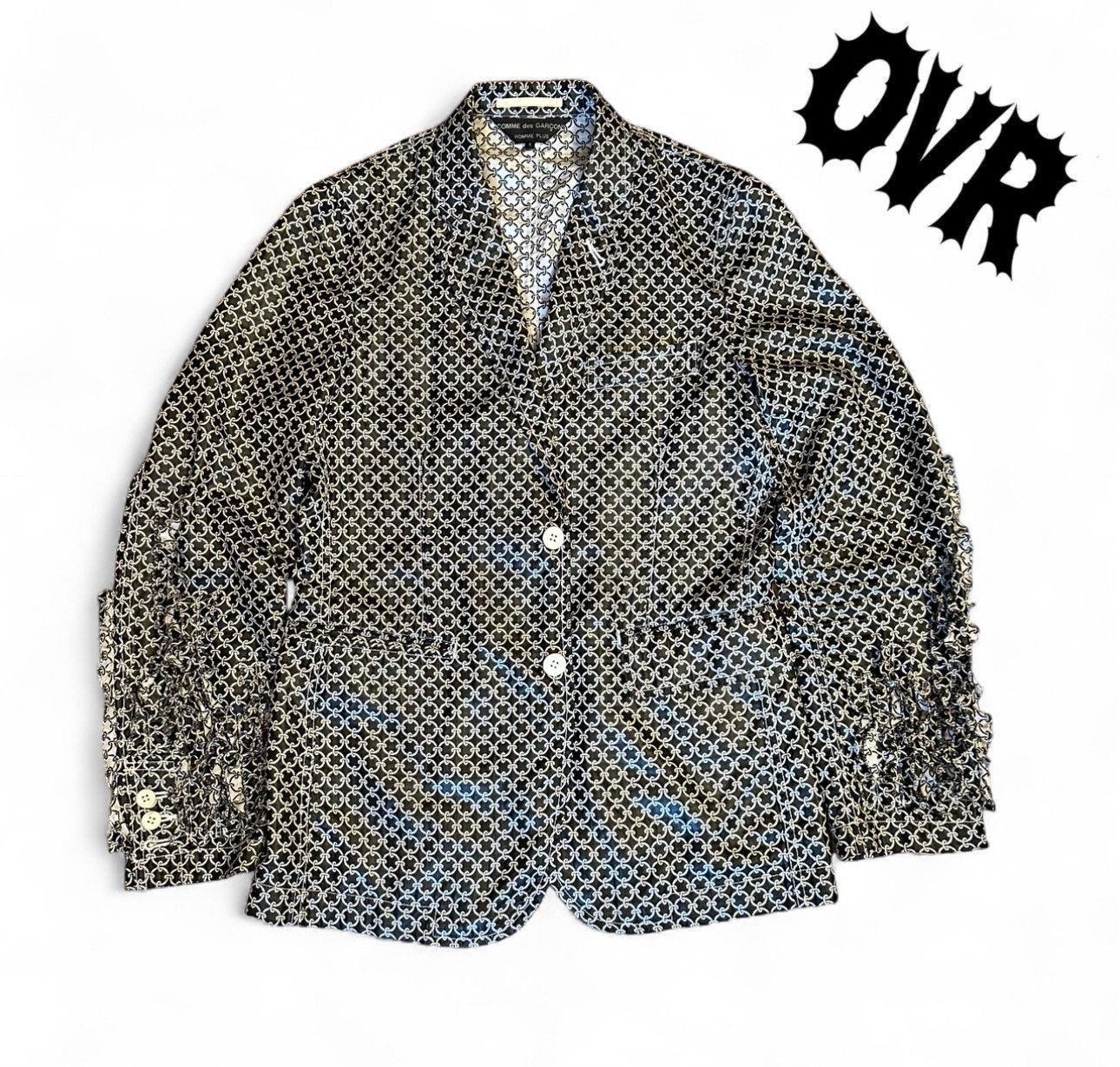 Comme des Garcons Homme Plus S/S 12 Runway Chain Pattern Blazer With Sleeve Ruffles Size 46R - 1 Thumbnail