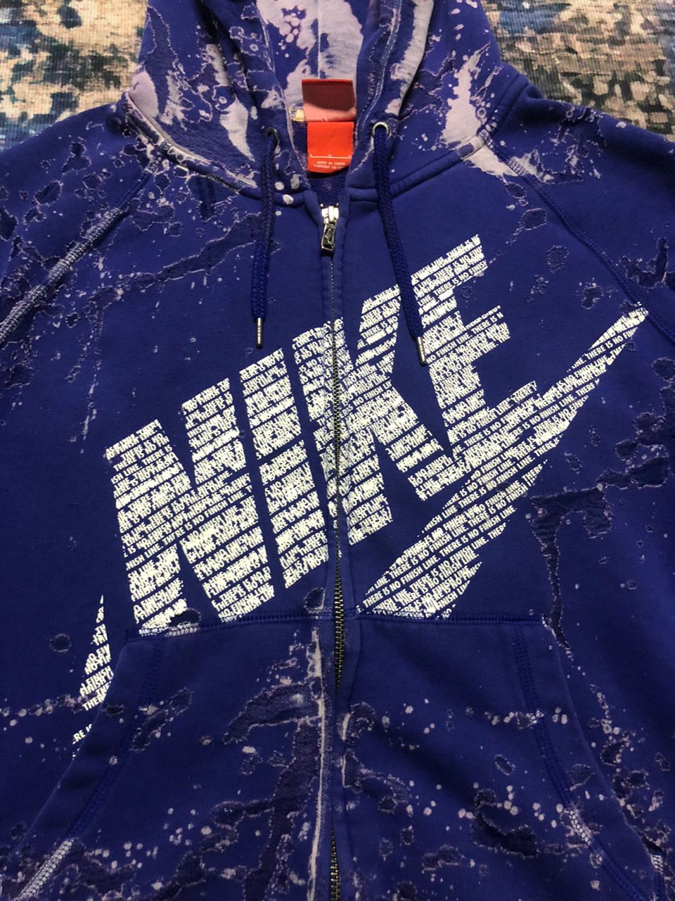 Nike Crazy Nike Cropped Heavily Distressed Bleach Zipper Hoodie Size L / US 10 / IT 46 - 5 Thumbnail
