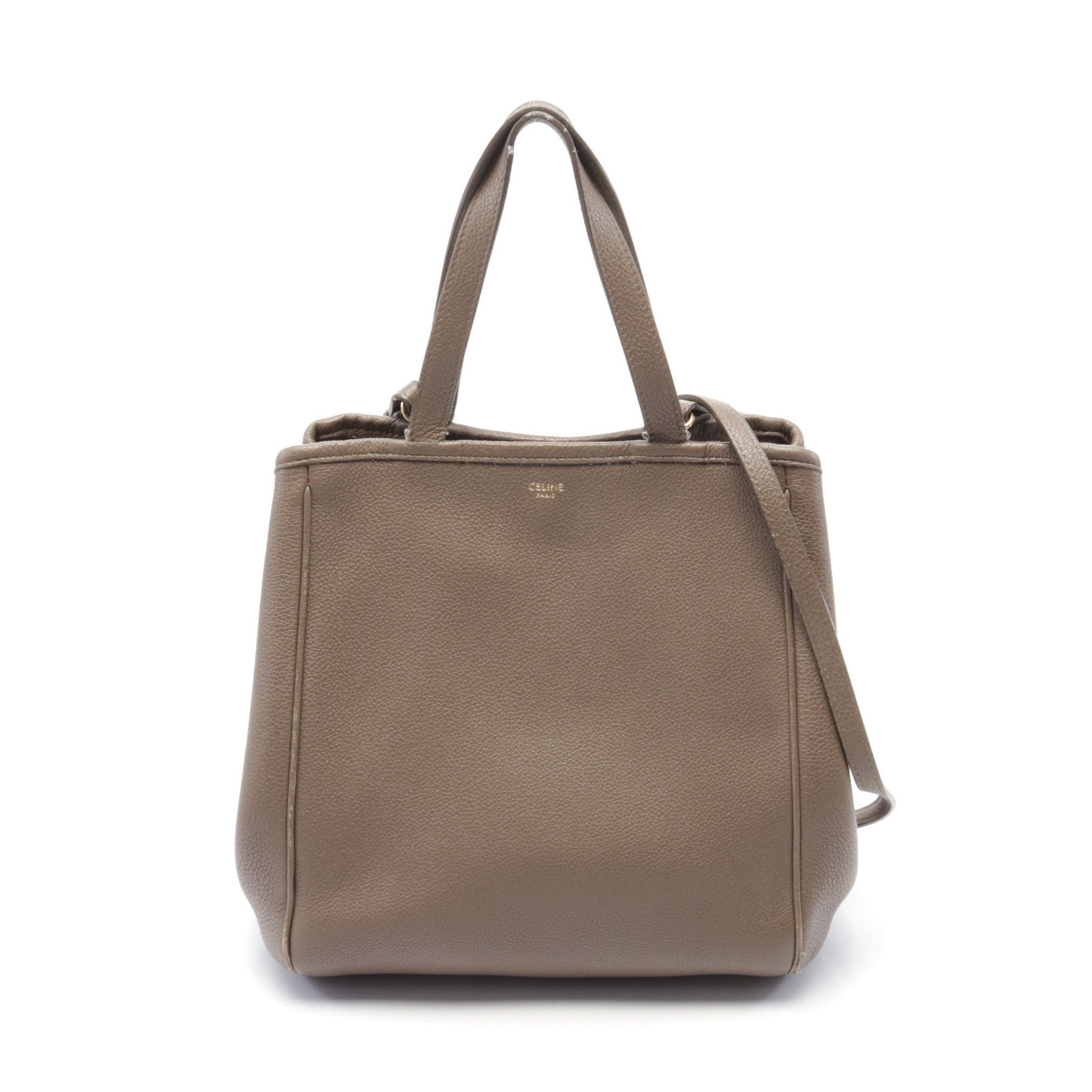 Celine Celine Small Fold Hippo Handbag Tote Bag Leather Gray Beige Size ONE SIZE - 1 Thumbnail
