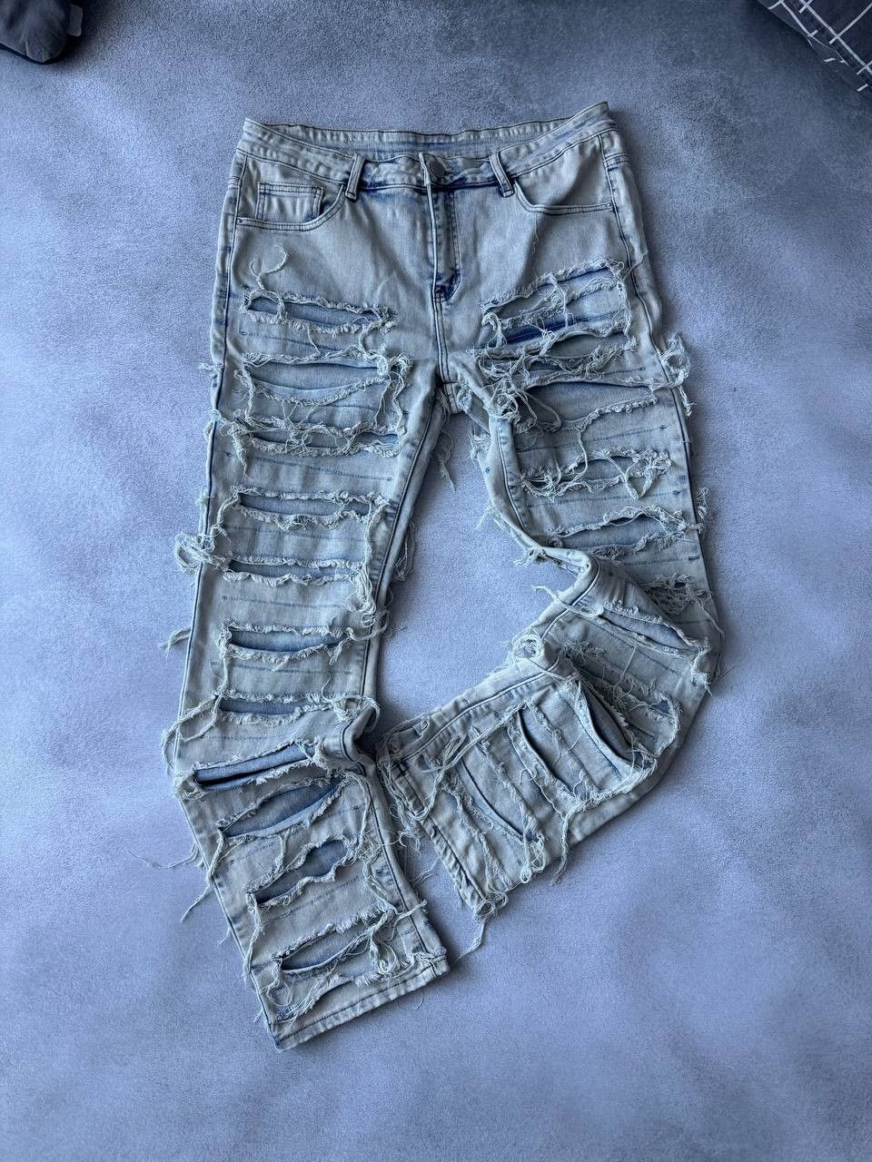 Jean Washed Stacked Distressed Ripped Skinny Jeans Size US 36 / EU 52 - 1 Thumbnail