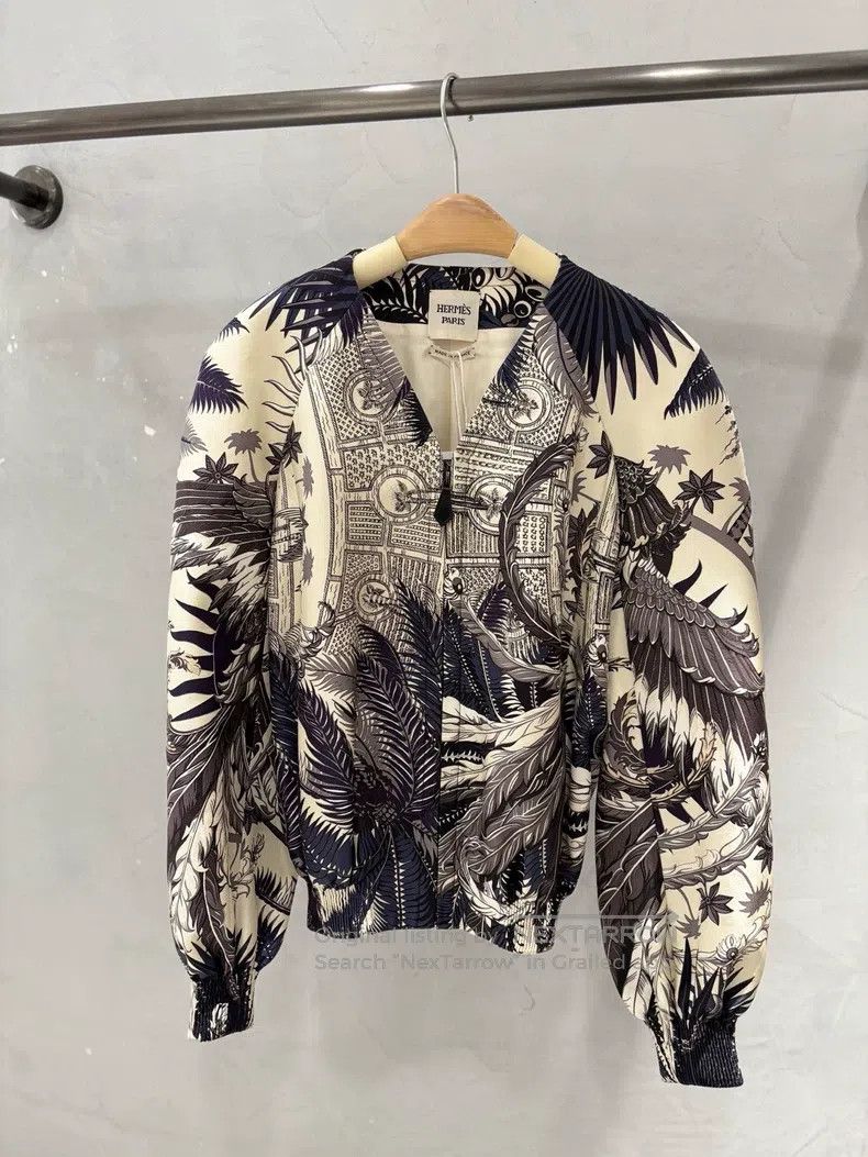 Hermes Hermes Printed Silk Baseball Zip-Up Jacket Size XS / US 0-2 / IT 36-38 - 1 Thumbnail