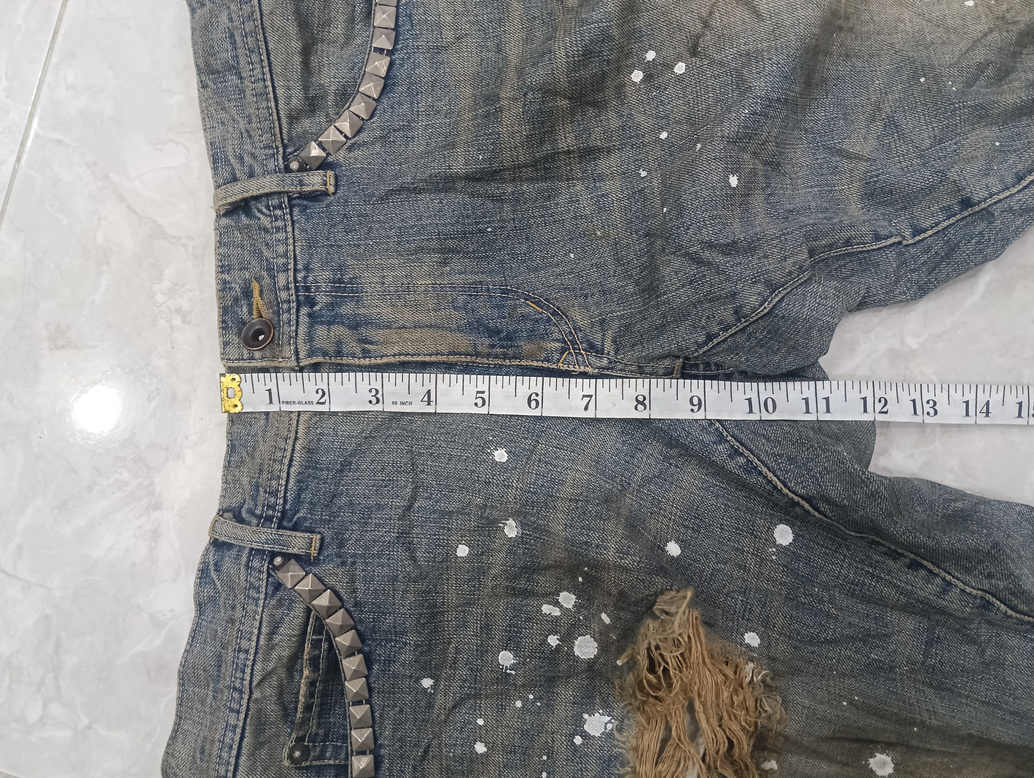 Issey Miyake Tete Homme Thrashed Sick Denim Studded Bootcut Size 33" - 21 Thumbnail