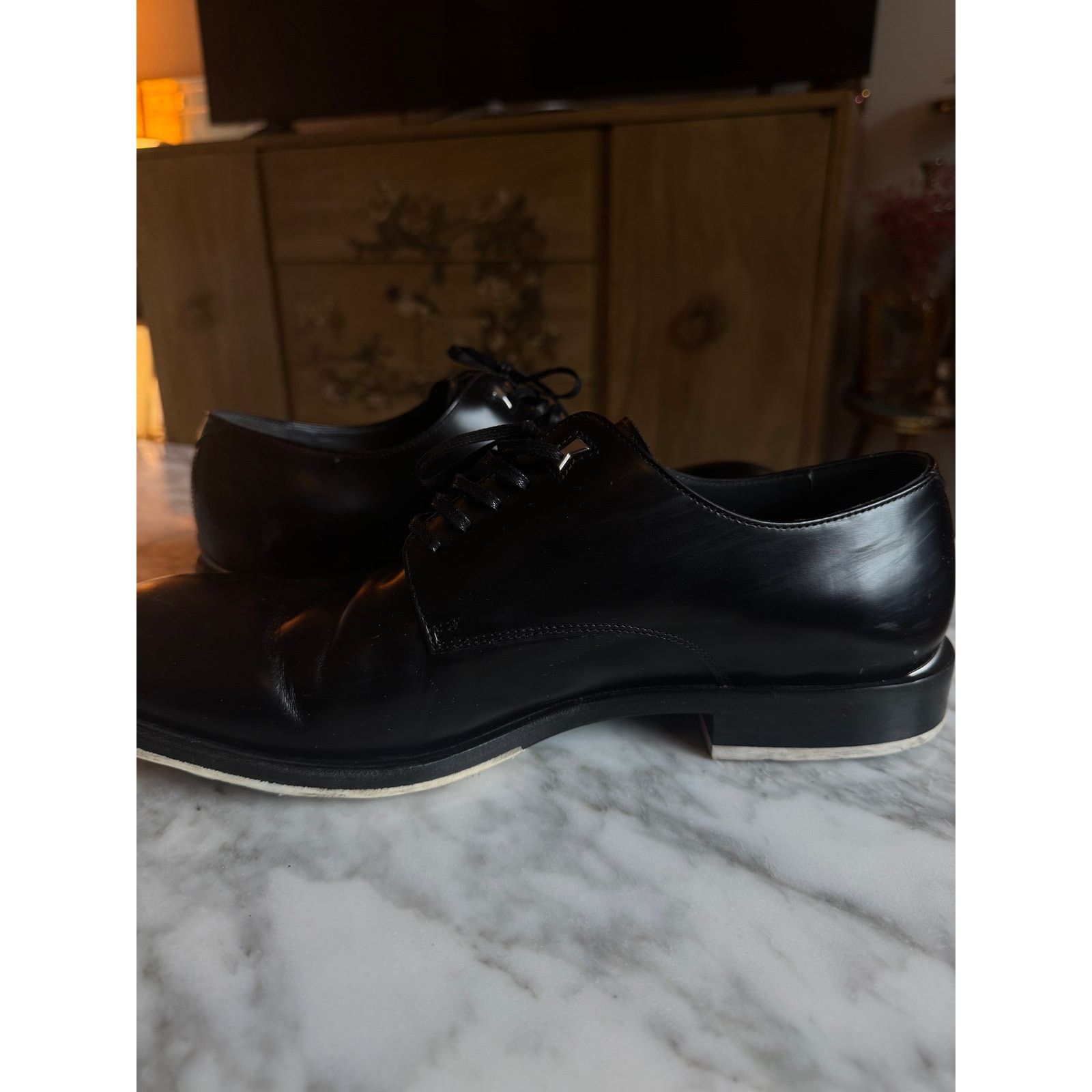 Kenzo Kenzo Men's Black Leather Lace-up Shoes Size US 10.5 / EU 43-44 - 2 Thumbnail