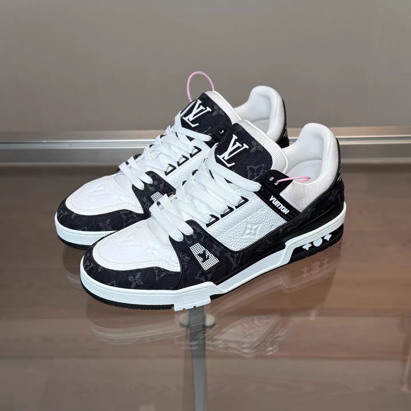 Louis Vuitton LV Trainer Black White Denim UK9(43) New Unworn Original Box Size US 10 / EU 43 - 1 Thumbnail