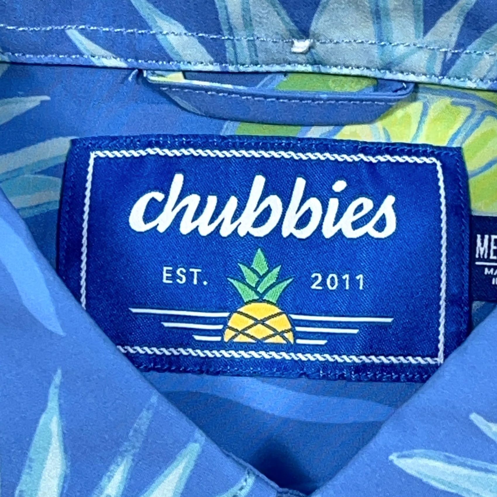 Chubbies Chubbies Shirt Medium Blue Hawaiian Camp Button Up Lemon Kiwi Print Hula Men Size US M / EU 48-50 / 2 - 3 Thumbnail