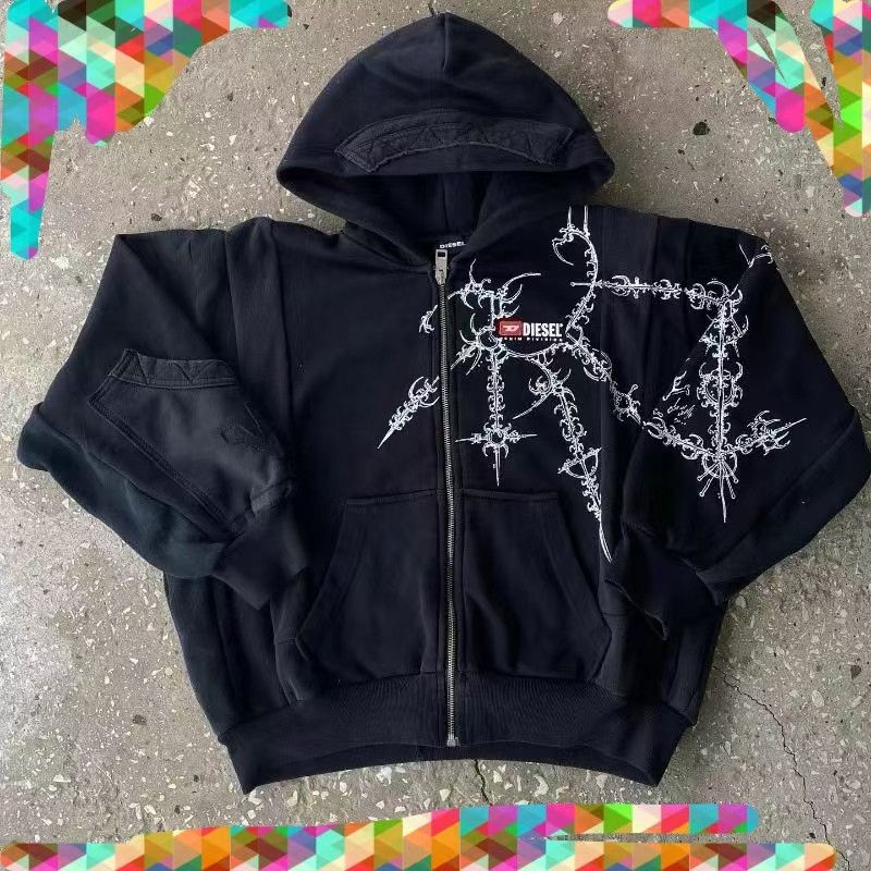 Vintage Streetwear Oversized Printed Zip-Up Jacket Size US M / EU 48-50 / 2 - 1 Thumbnail