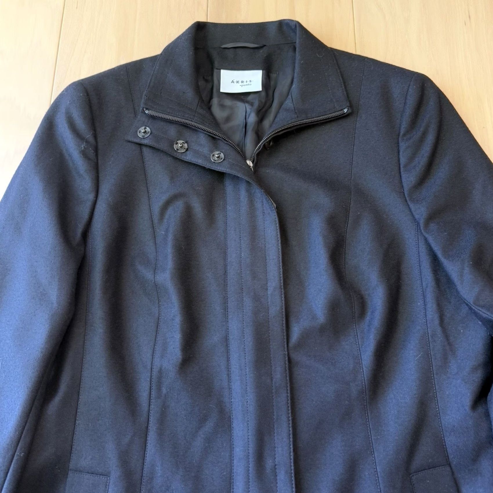 Akris Akris Punto Wool Coat Women's 10 Black Full Zip Designer Switzerland Size L / US 10 / IT 46 - 3 Thumbnail