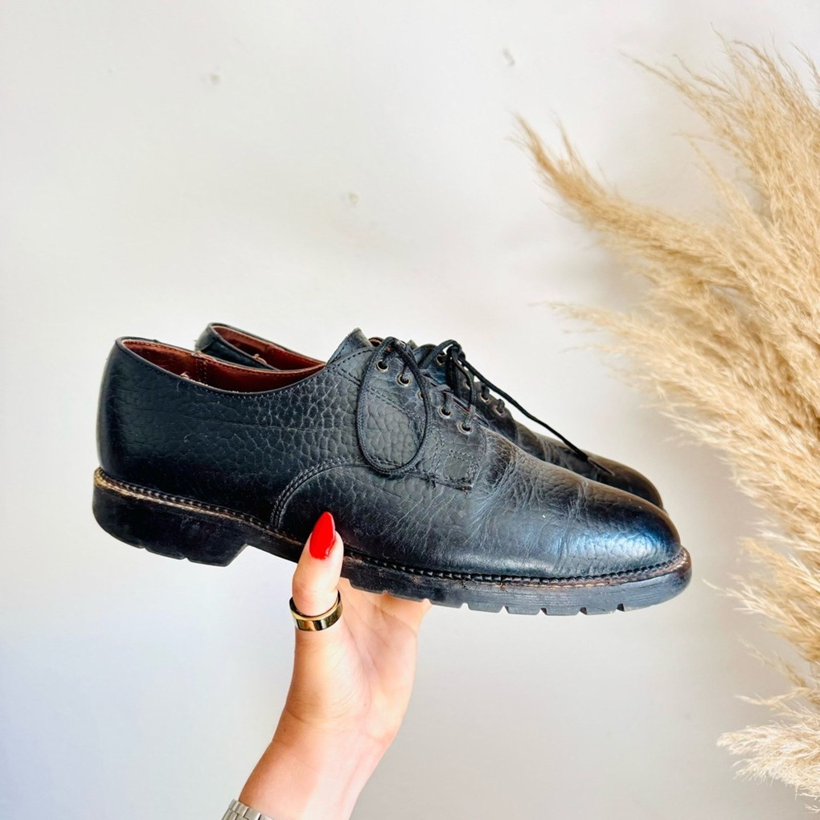 Trask HS TRASK Black Bison Pebbled Leather Oxford $278 Dress Shoes Size US 10.5 / EU 43-44 - 1 Thumbnail