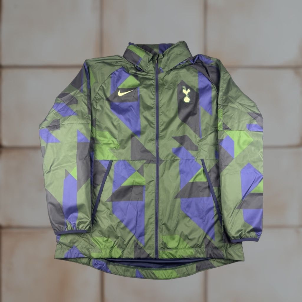 Nike Tottenham Spurs Jacket Men 2XL Plaid Full Zip Windbreaker Multicolor Swoosh Big Windbreaker Mens Regular Jacket