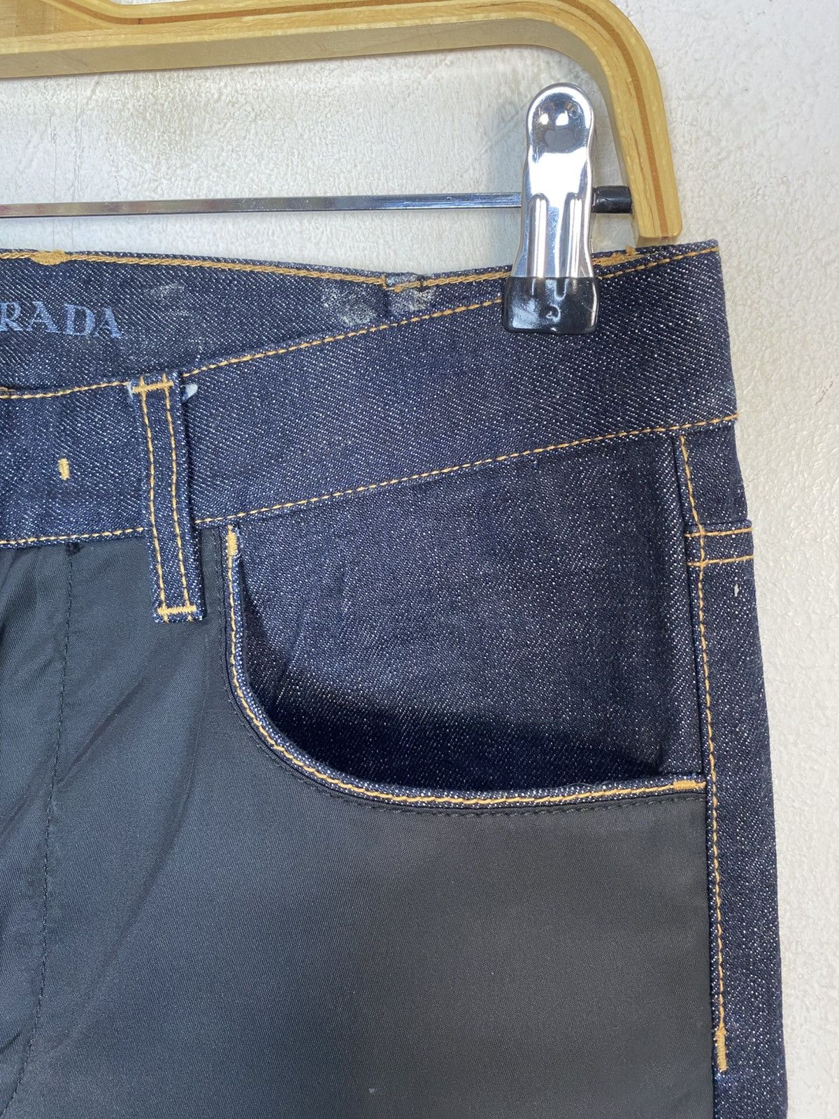 Prada Prada Italy Nylon Black Panel Selvedge Indigo Denim Jeans Size US 29 - 6 Thumbnail