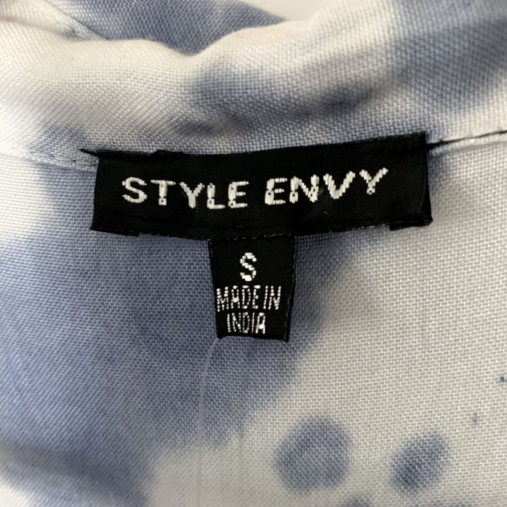 Vintage STYLE ENVY Womens Sz Small Blue Tie Dye Jersey Dress Boho Shirt Collar NEW Size S / US 4 / IT 40 - 2 Thumbnail