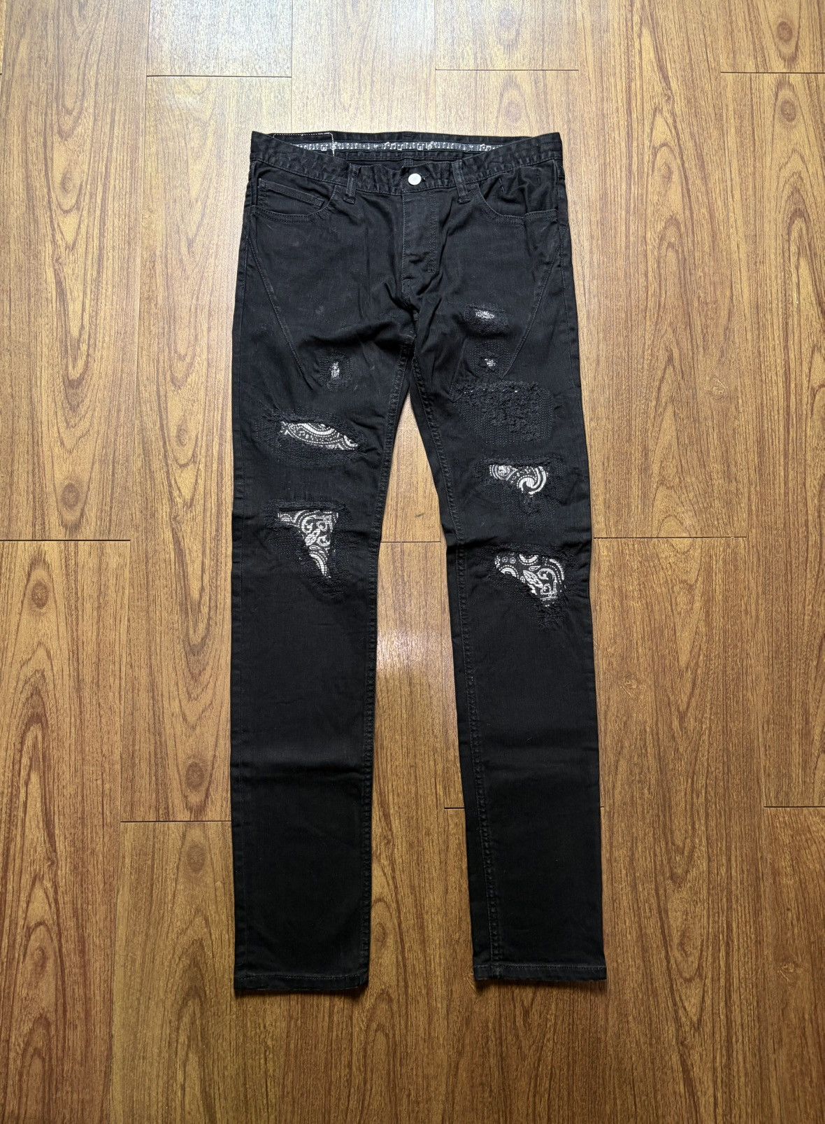 Number (N)ine NUMBER NINE DISTRESSED BLACK WAX FADED DENIM. | Grailed