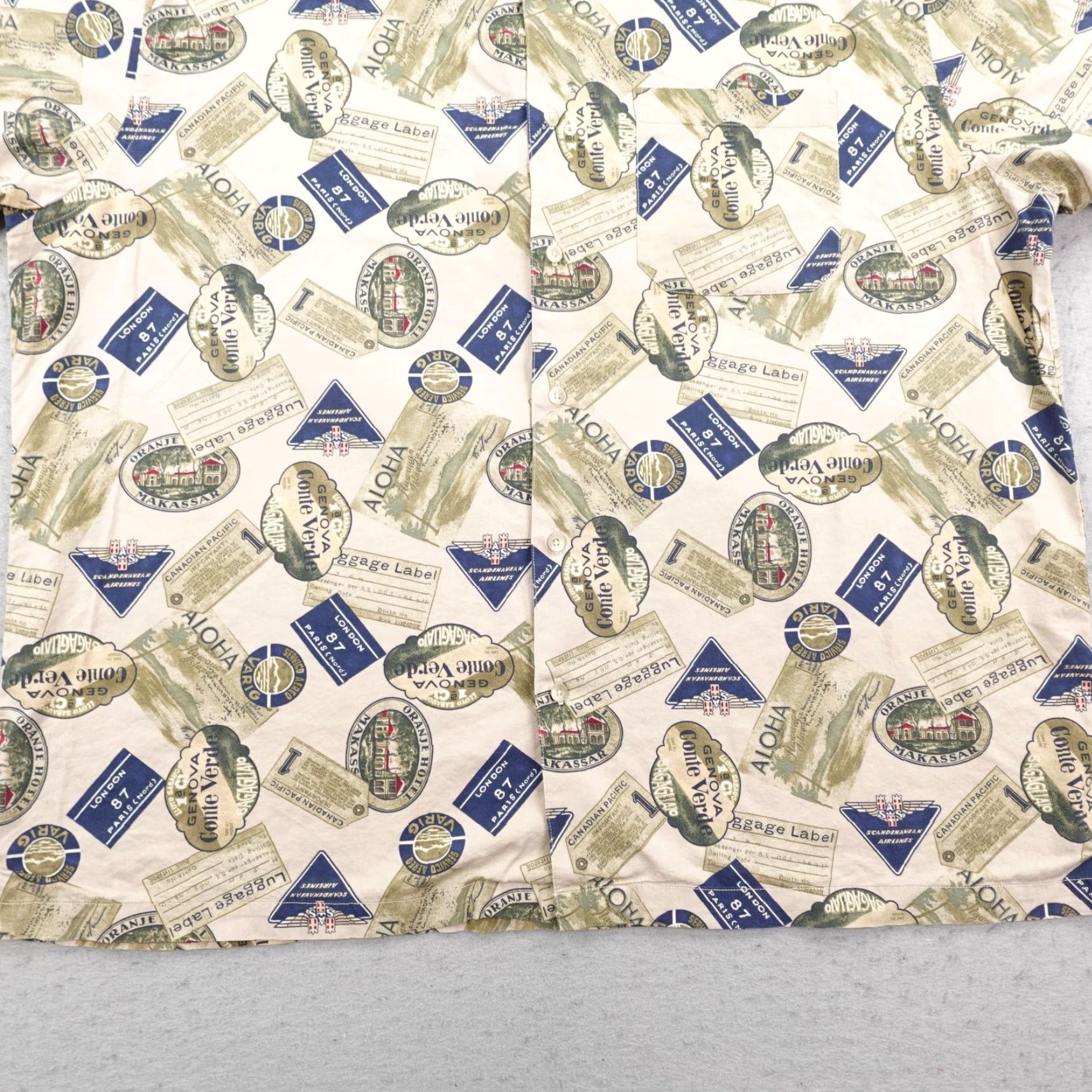 Pendleton VINTAGE Pendleton Shirt Mens XL Beige Travel Luggage Label Print Hawaiian Camp Shirt Size US XL / EU 56 / 4 - 4 Thumbnail