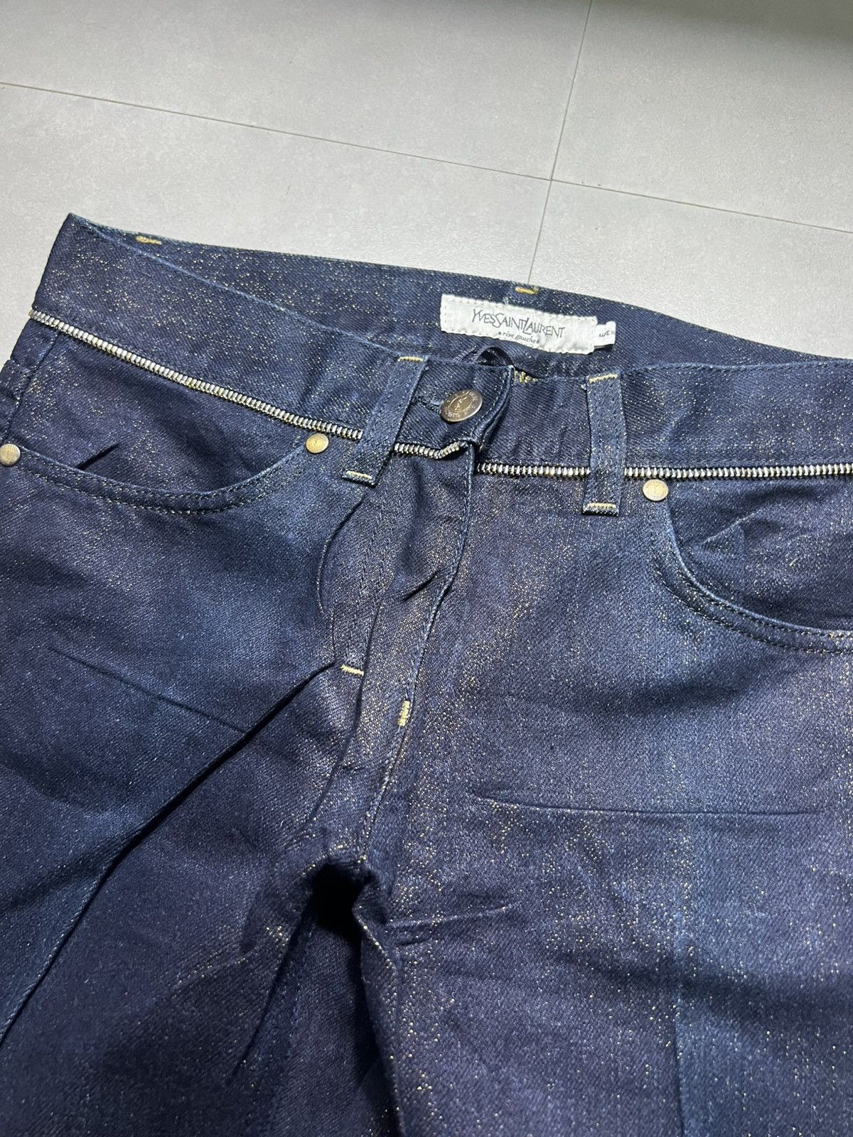 Yves Saint Laurent Yves Saint Laurent - Navy Sparkle Denim Zipper Size 26" / US 2 / IT 38 - 4 Thumbnail