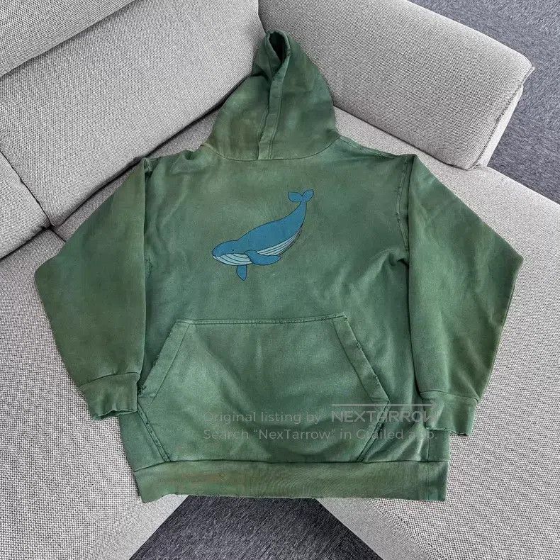 Balenciaga Balenciaga Whale Print Aged Hooded Long Sleeve Sweatshirt Size US M / EU 48-50 / 2 - 1 Thumbnail