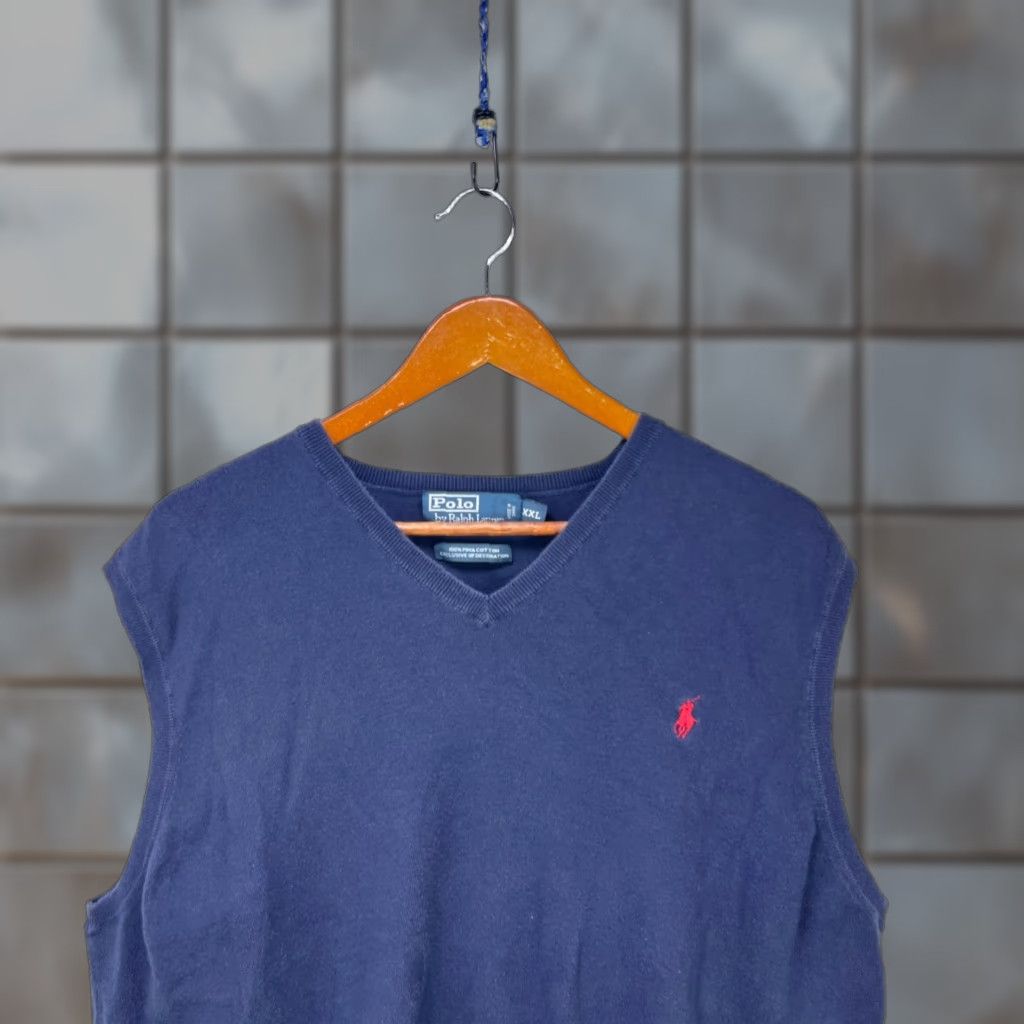Polo Ralph Lauren VINTAGE Polo Ralph Lauren Pony Pima Cotton Golf Vest 2XL Blue Mens Sweater Vest Size US XXL / EU 58 / 5 - 1 Thumbnail