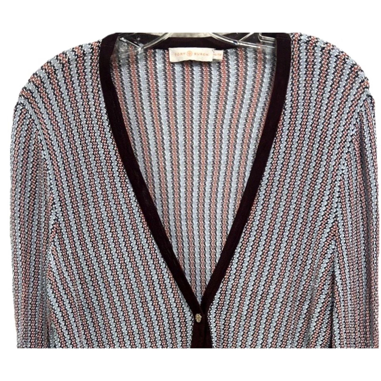 Tory Burch Tory Burch Cardigan Women’s XL Knit Multicolor Chevron Button Front V-Neck Office Casual Sweater Size XL / US 12-14 / IT 48-50 - 3 Thumbnail