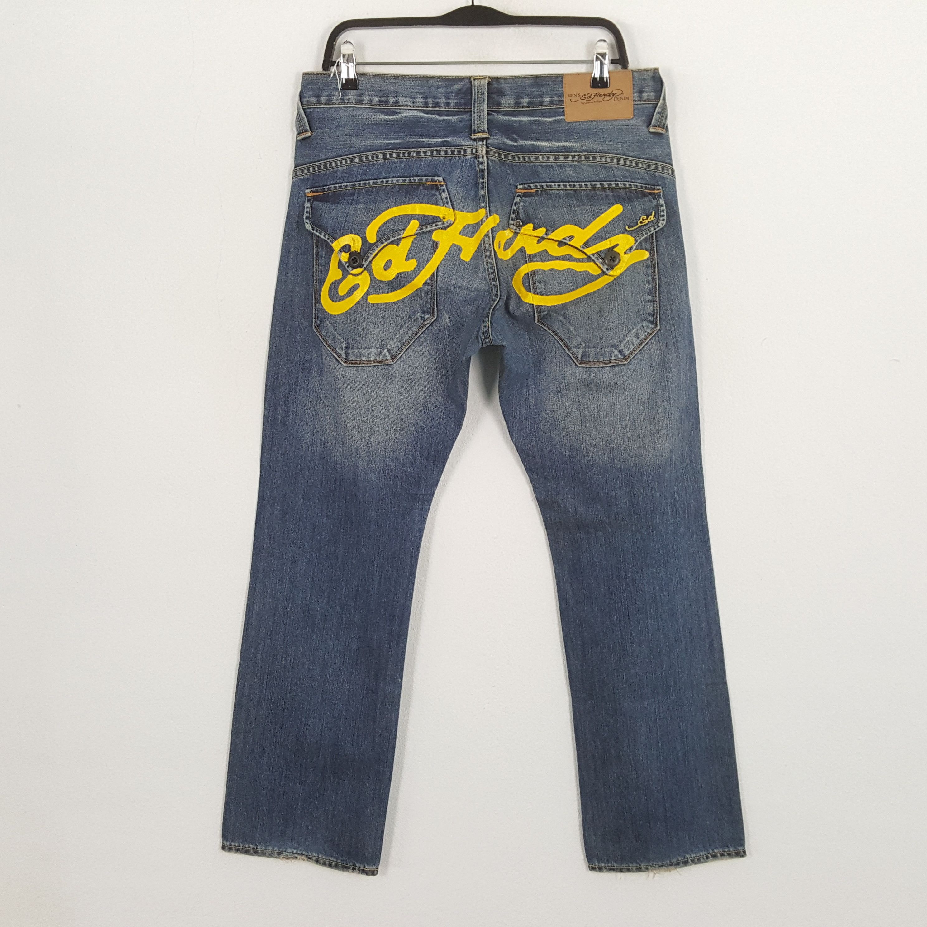 Christian Audigier × Ed Hardy × Vintage ED HARDY by Christian Audigier Rare Pocket Custom Art Jeans Size US 32 / EU 48 - 1 Thumbnail