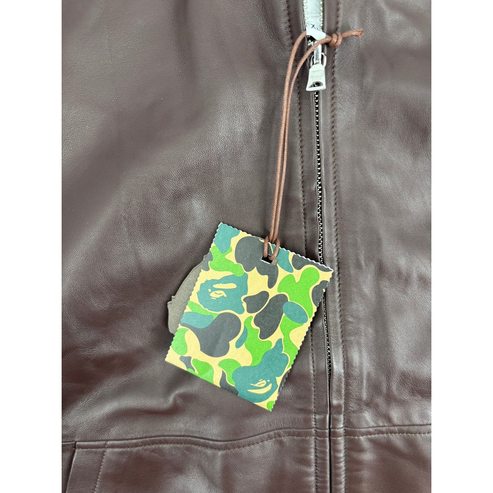 Bape Bape Shark FW22 Full-Zip Brown Leather Jacket Size XL Size US XL / EU 56 / 4 - 4 Thumbnail