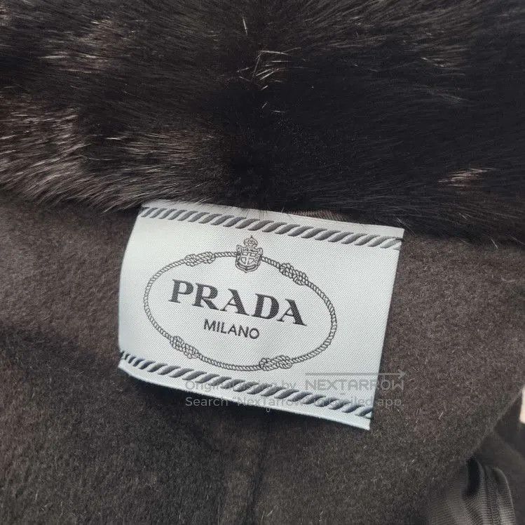 Prada Prada Black Wool Blend Overcoat with Fur Collar . Size US S / EU 44-46 / 1 - 4 Thumbnail