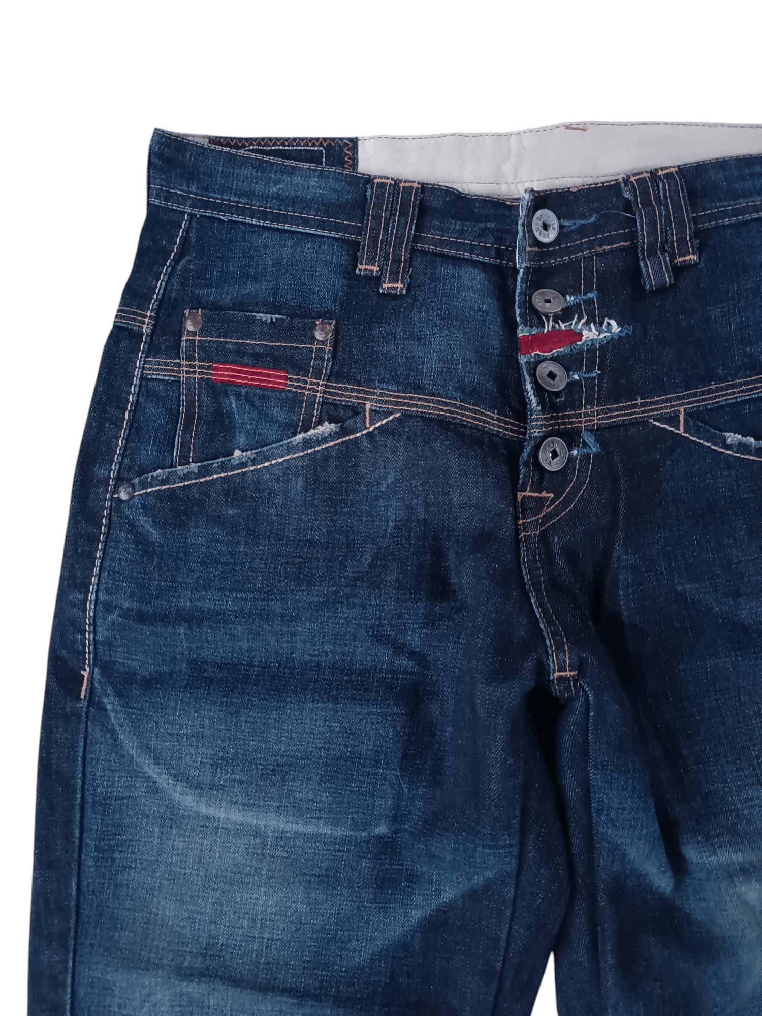 Marithe + Francois Girbaud × Vintage RARE 🔥 Marithe Francois Girbaud Whiskers Faded Denim Size US 32 / EU 48 - 3 Thumbnail